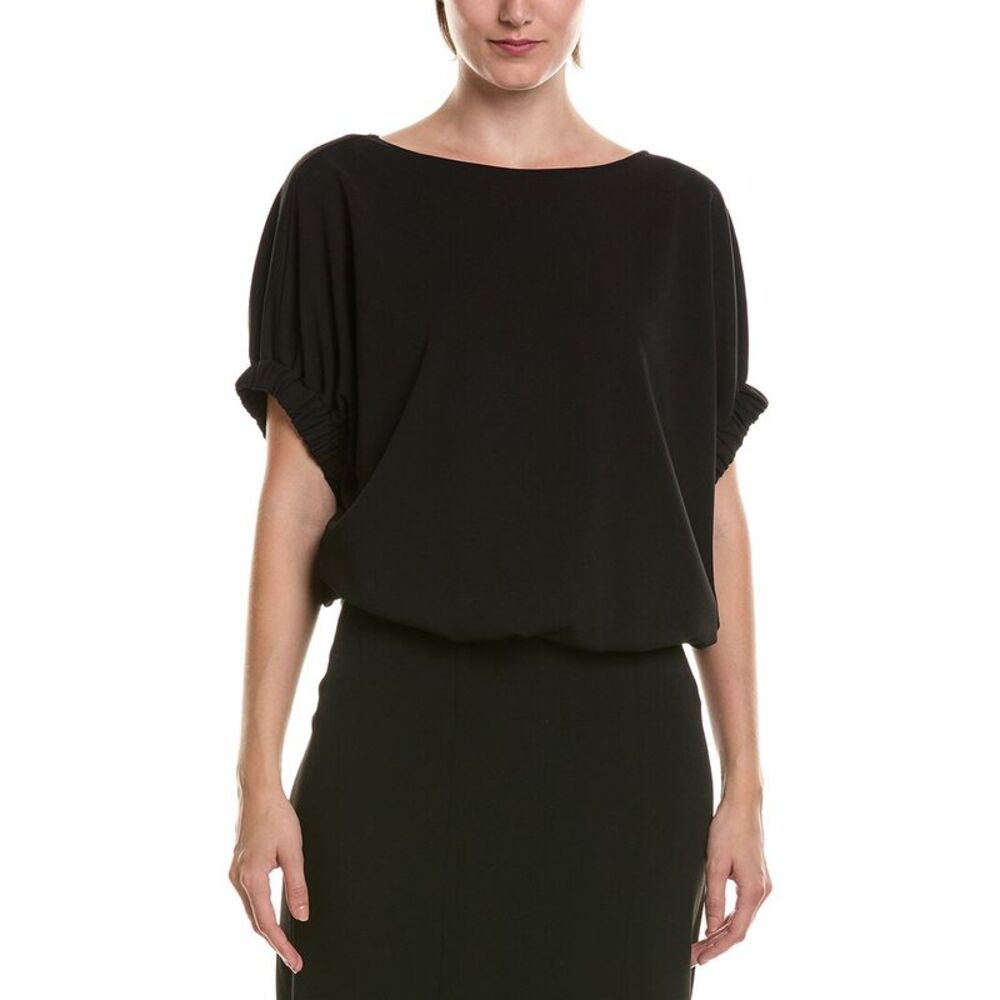 Anne Klein Womens  Elastic Sleeve Dolman T-Shirt, Black